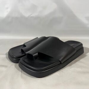 ALOHAS Toe Ring Flop Black Sandals Flats Made Spain Black Leather 39/8.5